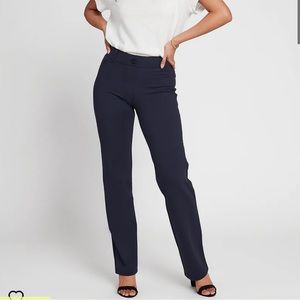Betabrand Classic Dress Pant Yoga Pant Straight Leg Mid Rise Navy Blue Medium